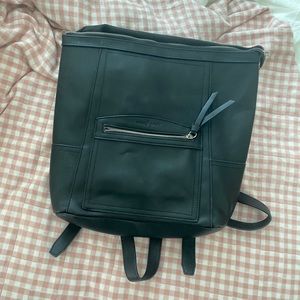 Black faux leather backpack